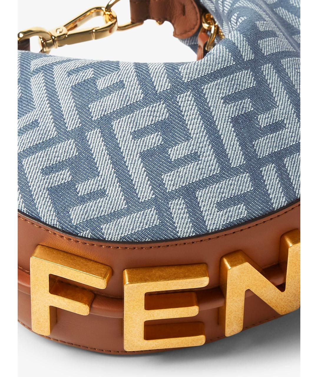 FENDI Голубая тканевая сумка через плечо, фото 5
