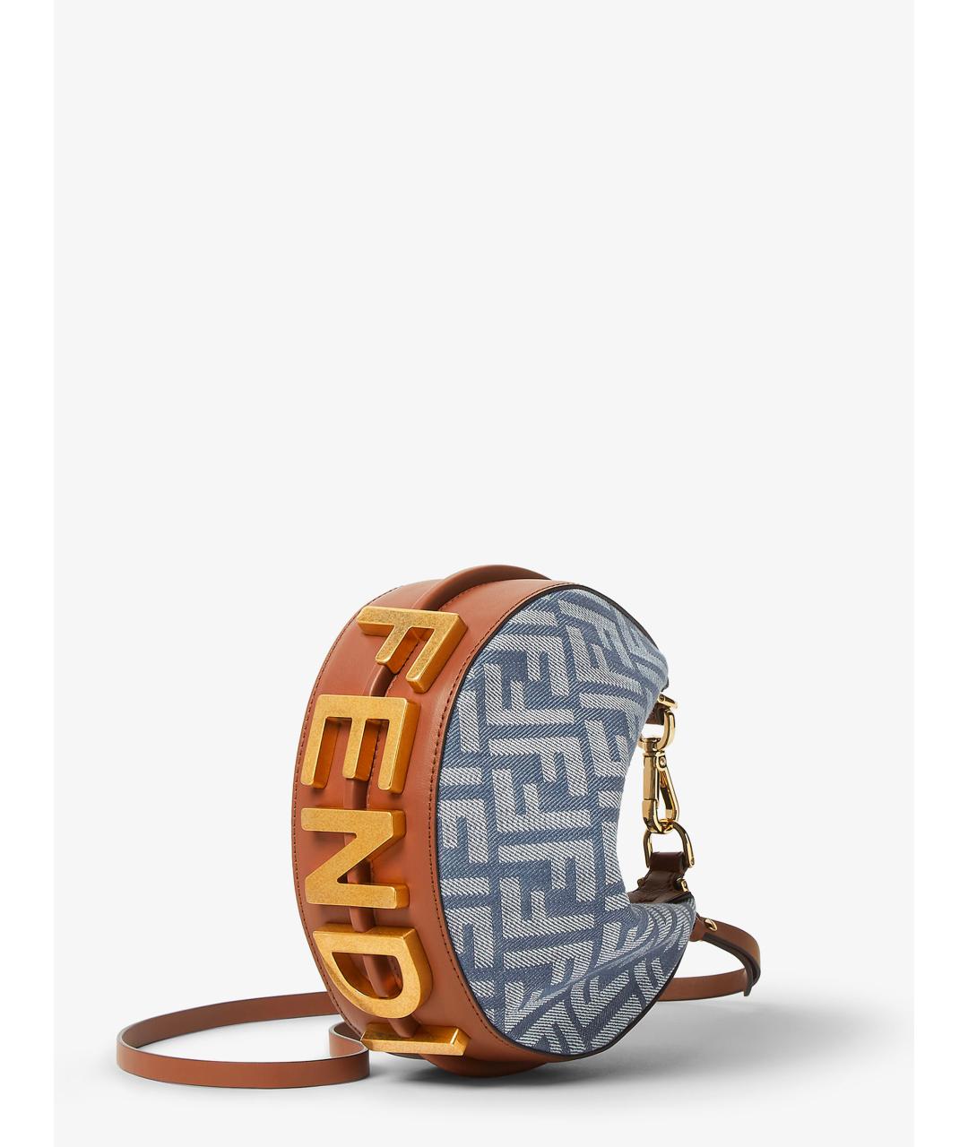 FENDI Голубая тканевая сумка через плечо, фото 3