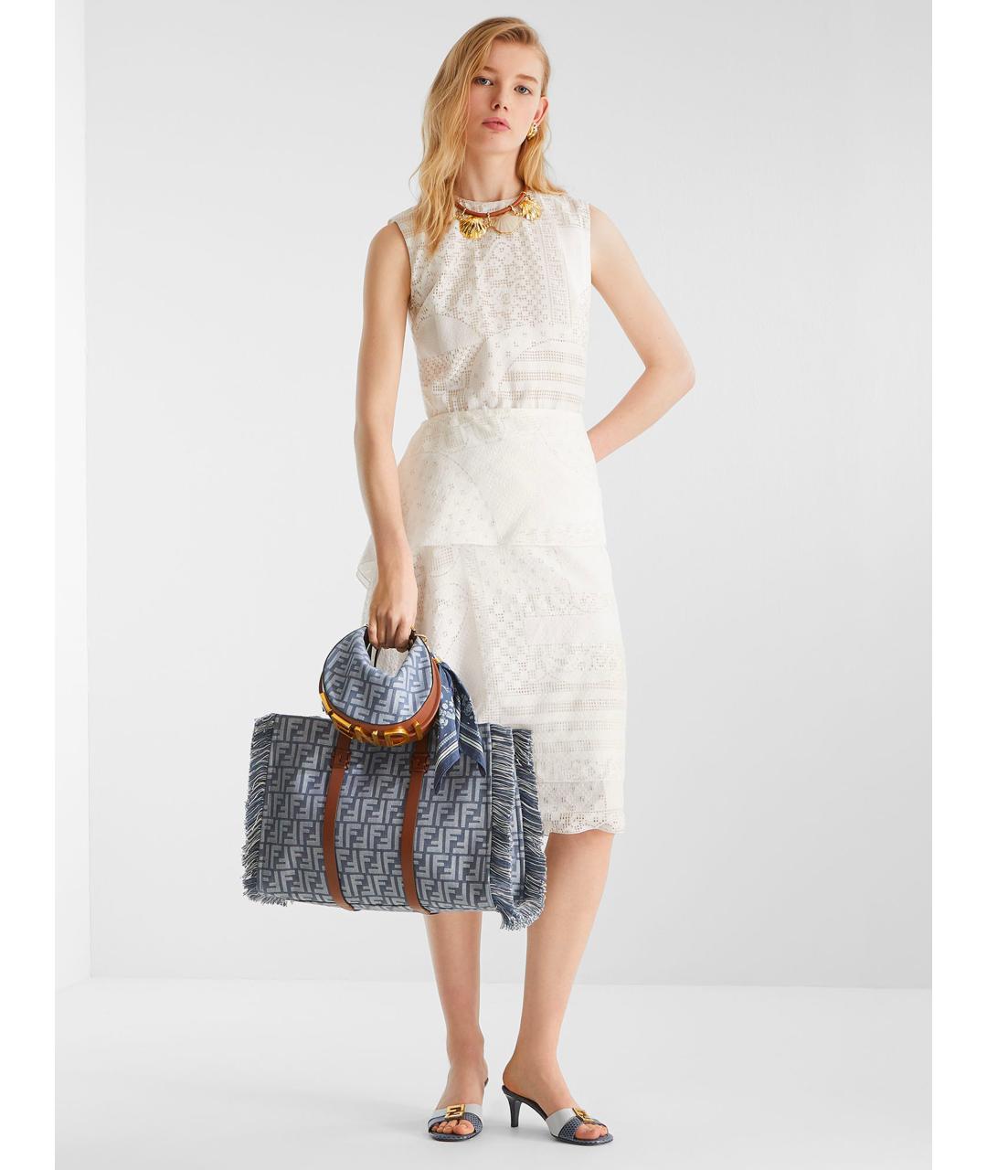 FENDI Голубая тканевая сумка через плечо, фото 6