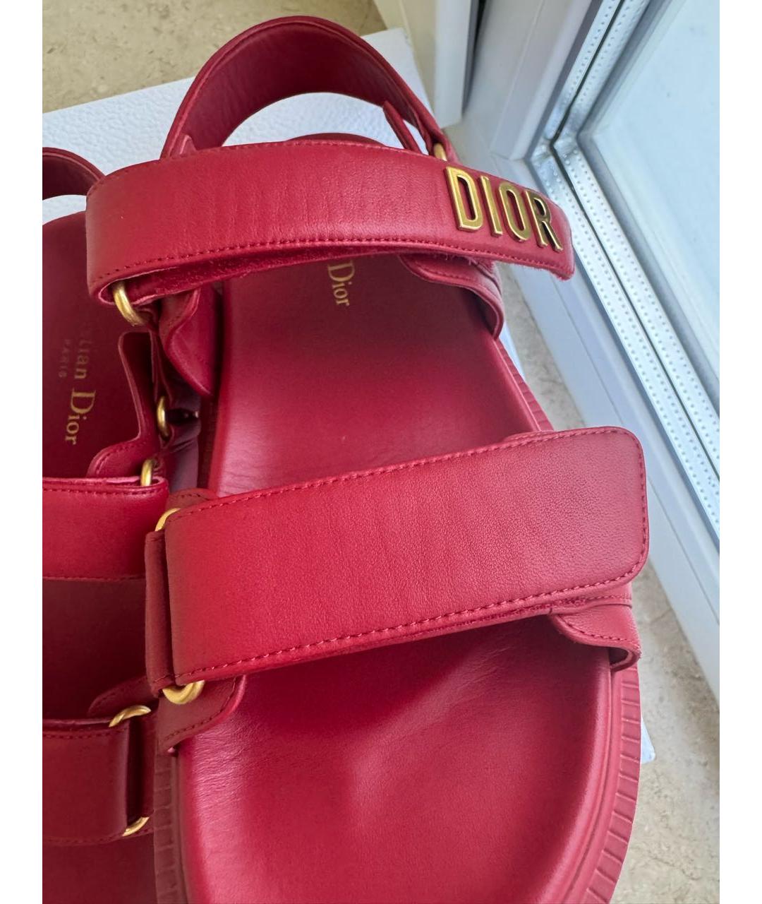 CHRISTIAN DIOR Красные кожаные сандалии, фото 3
