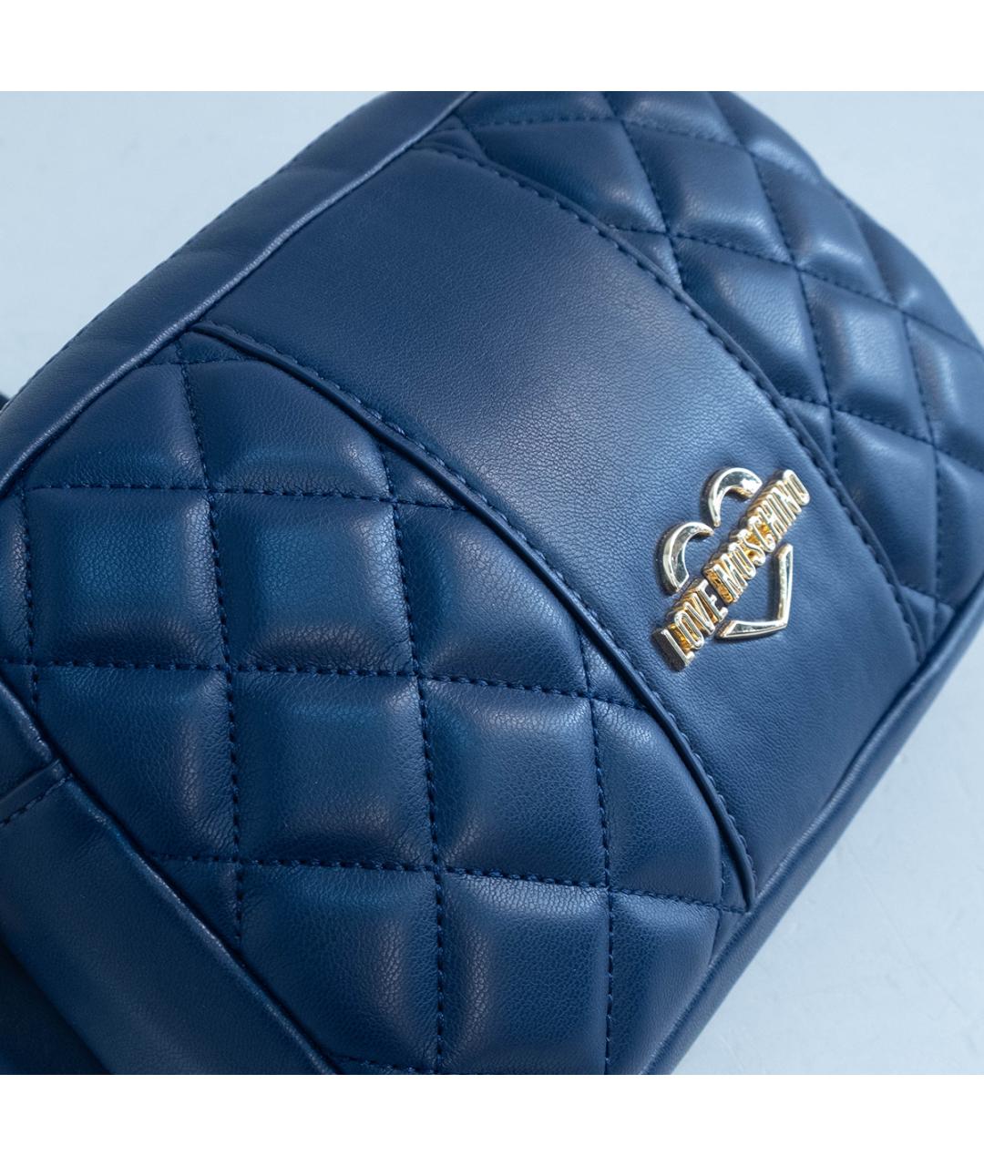 LOVE MOSCHINO Синяя поясная сумка из искусственной кожи, фото 4