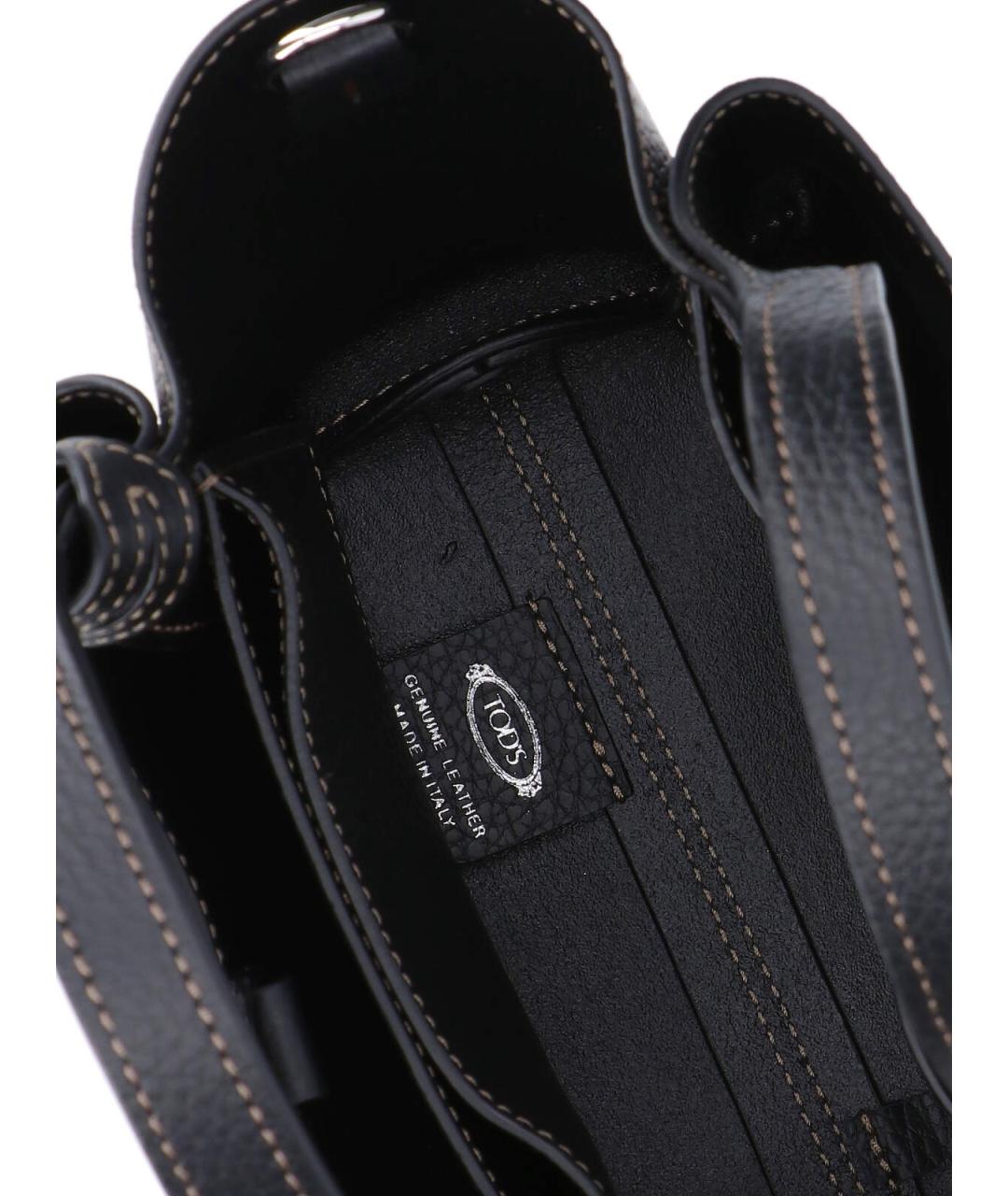 TOD'S Черная кожаная сумка тоут, фото 4
