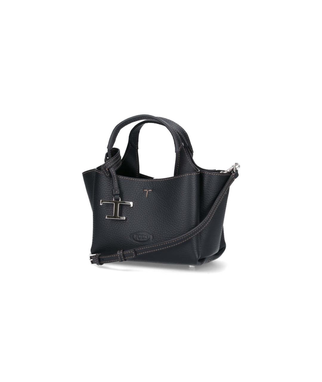 TOD'S Черная кожаная сумка тоут, фото 2