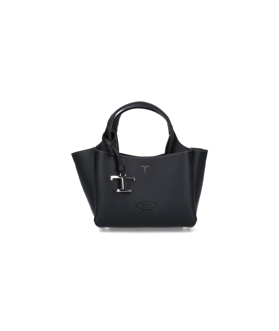 TOD'S Черная кожаная сумка тоут, фото 1