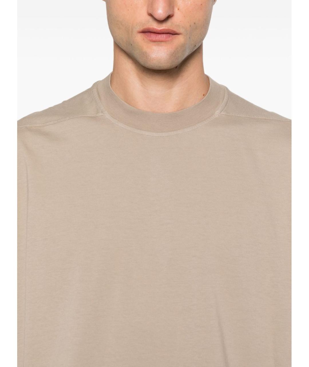 RICK OWENS DRKSHDW Бежевая хлопковая футболка, фото 4