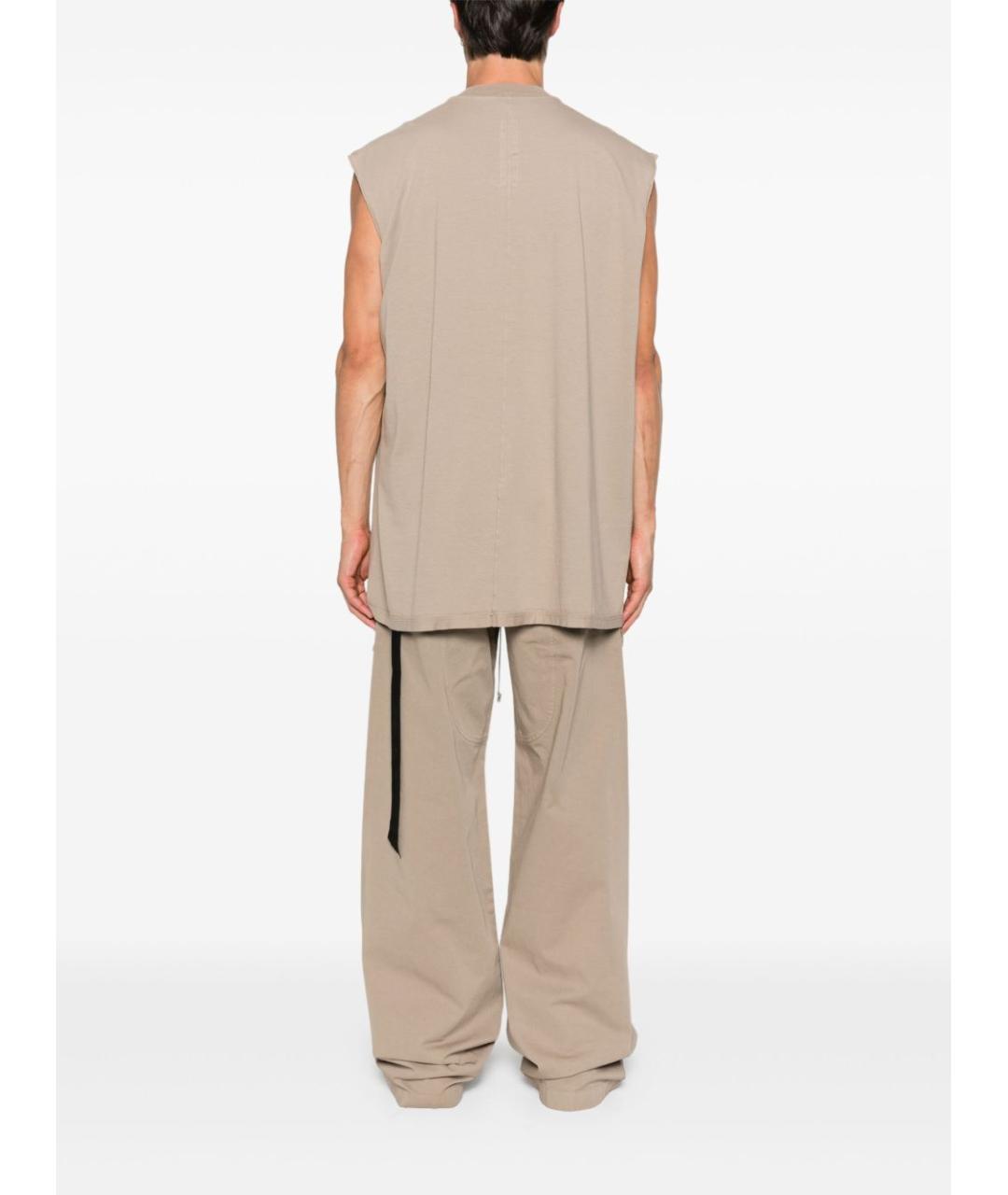 RICK OWENS DRKSHDW Бежевая хлопковая футболка, фото 3