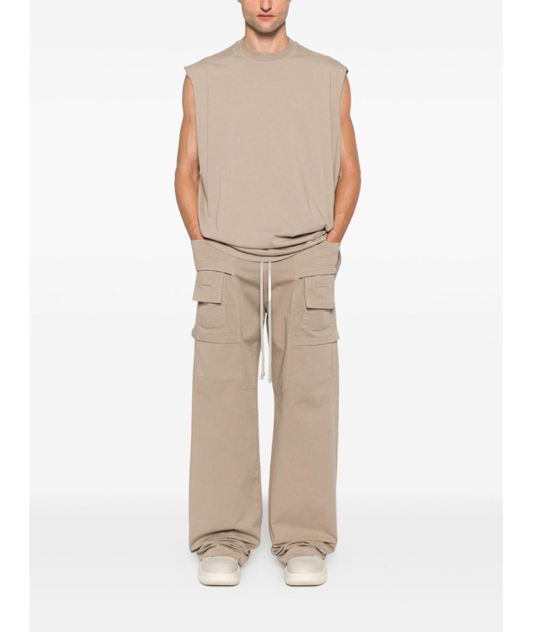 RICK OWENS DRKSHDW Бежевая хлопковая футболка, фото 2