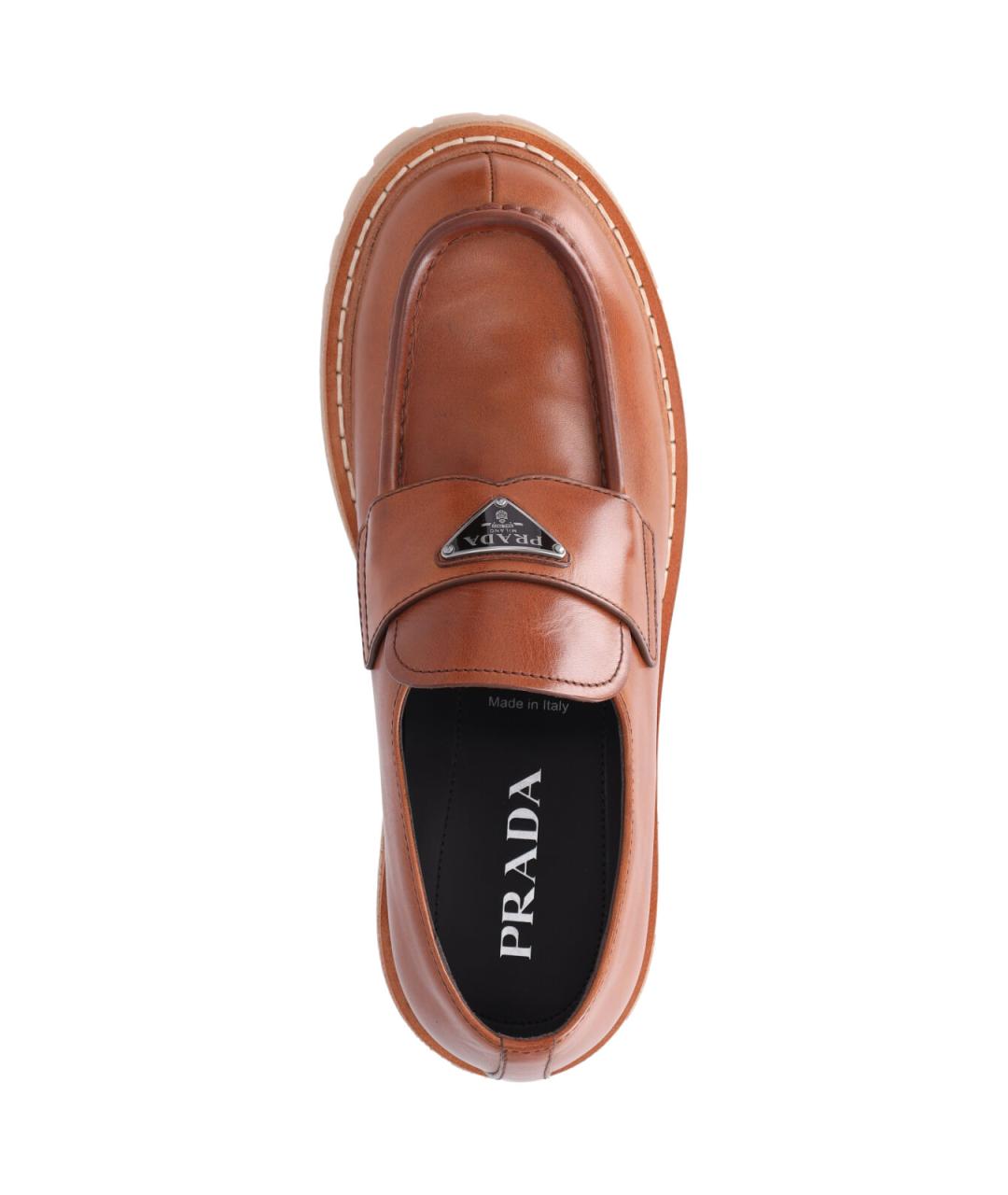 PRADA Коричневые кожаные лоферы, фото 5