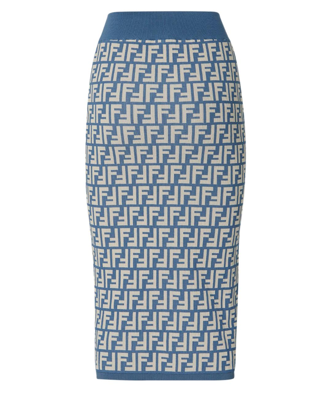 FENDI Голубая хлопковая юбка миди, фото 2