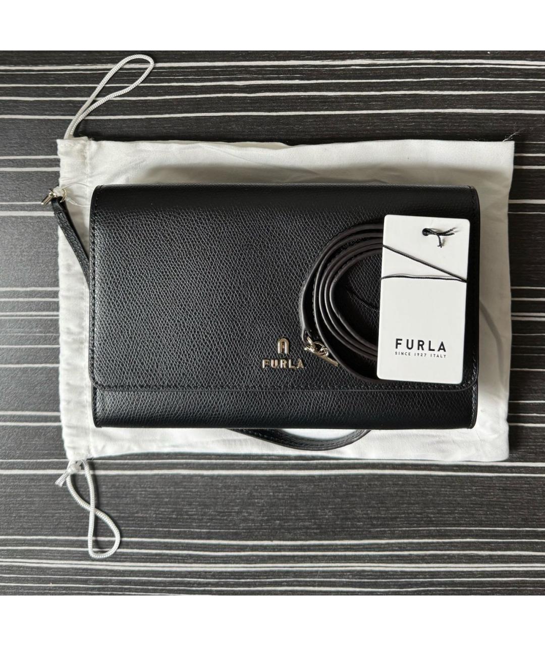 FURLA Черная кожаная сумка через плечо, фото 4