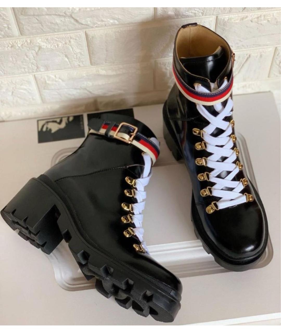GUCCI Черные кожаные ботинки, фото 3