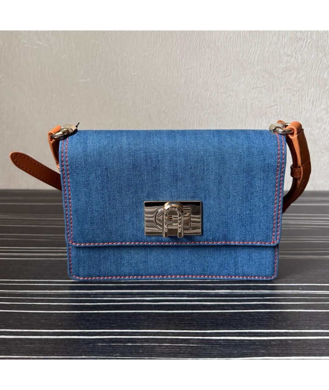FURLA Синяя тканевая сумка через плечо, фото 7