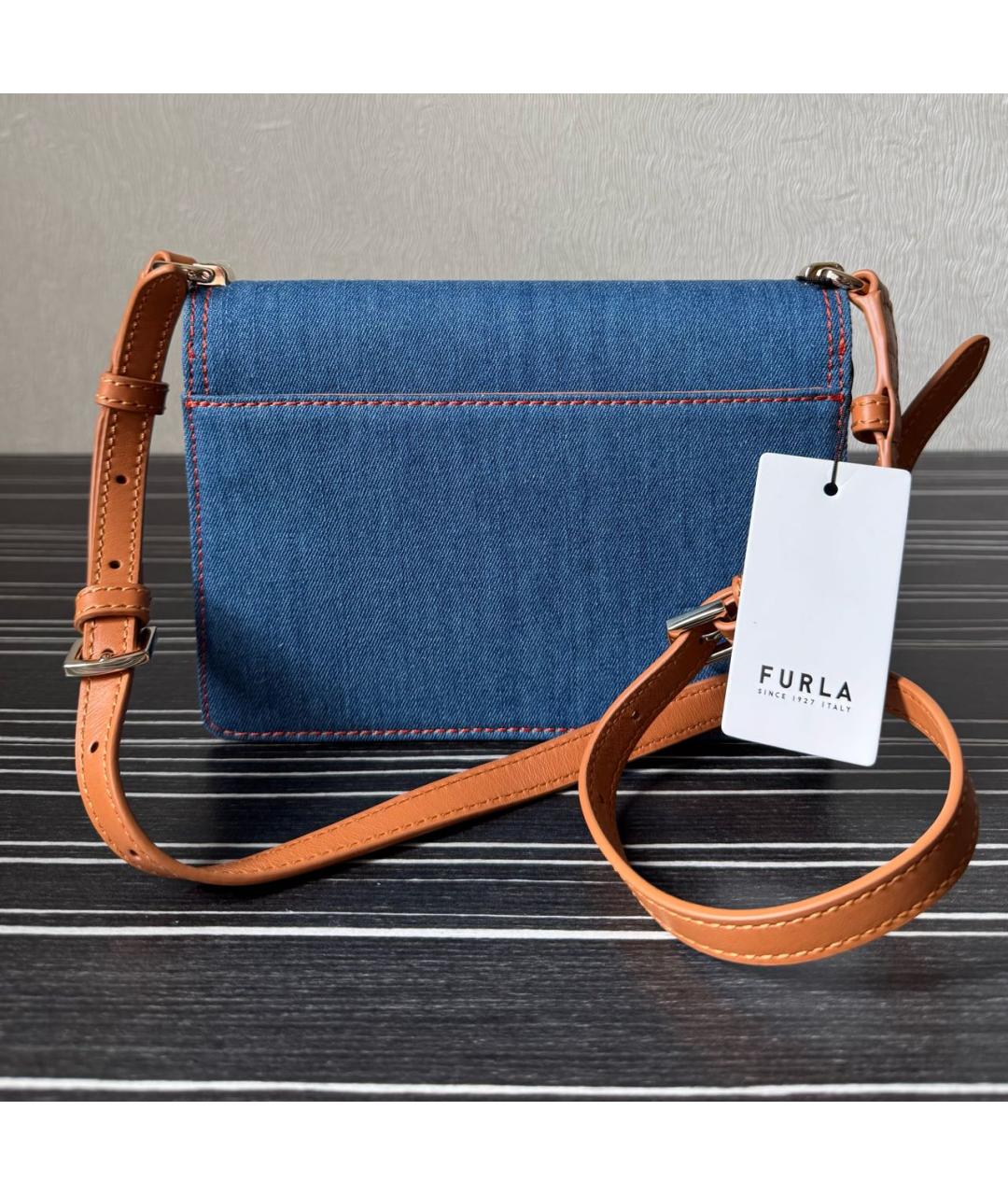 FURLA Синяя тканевая сумка через плечо, фото 3