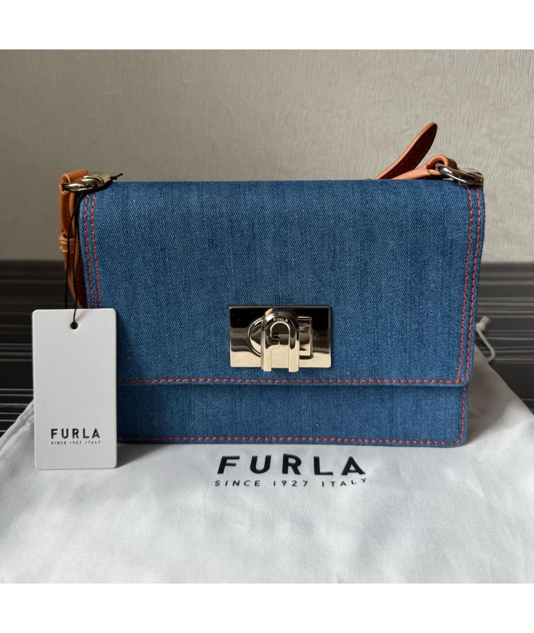 FURLA Синяя тканевая сумка через плечо, фото 6