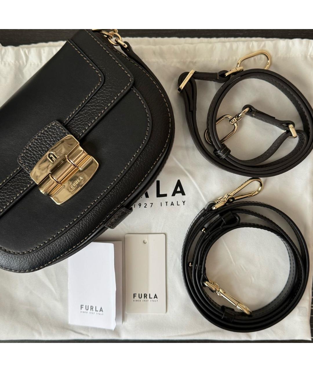 FURLA Черная кожаная сумка через плечо, фото 6