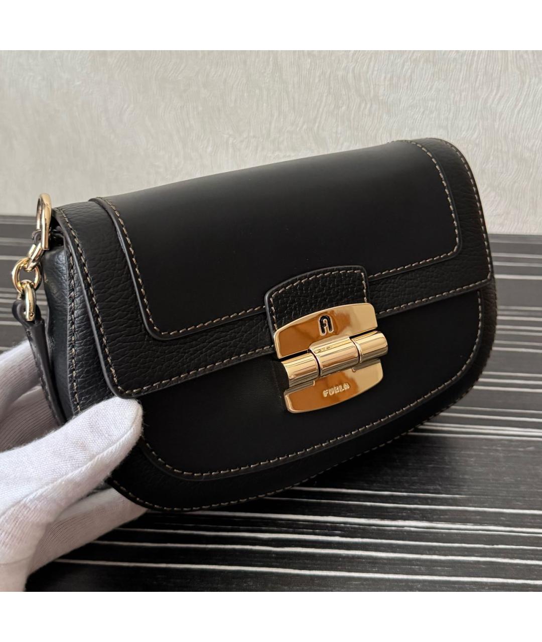 FURLA Черная кожаная сумка через плечо, фото 2
