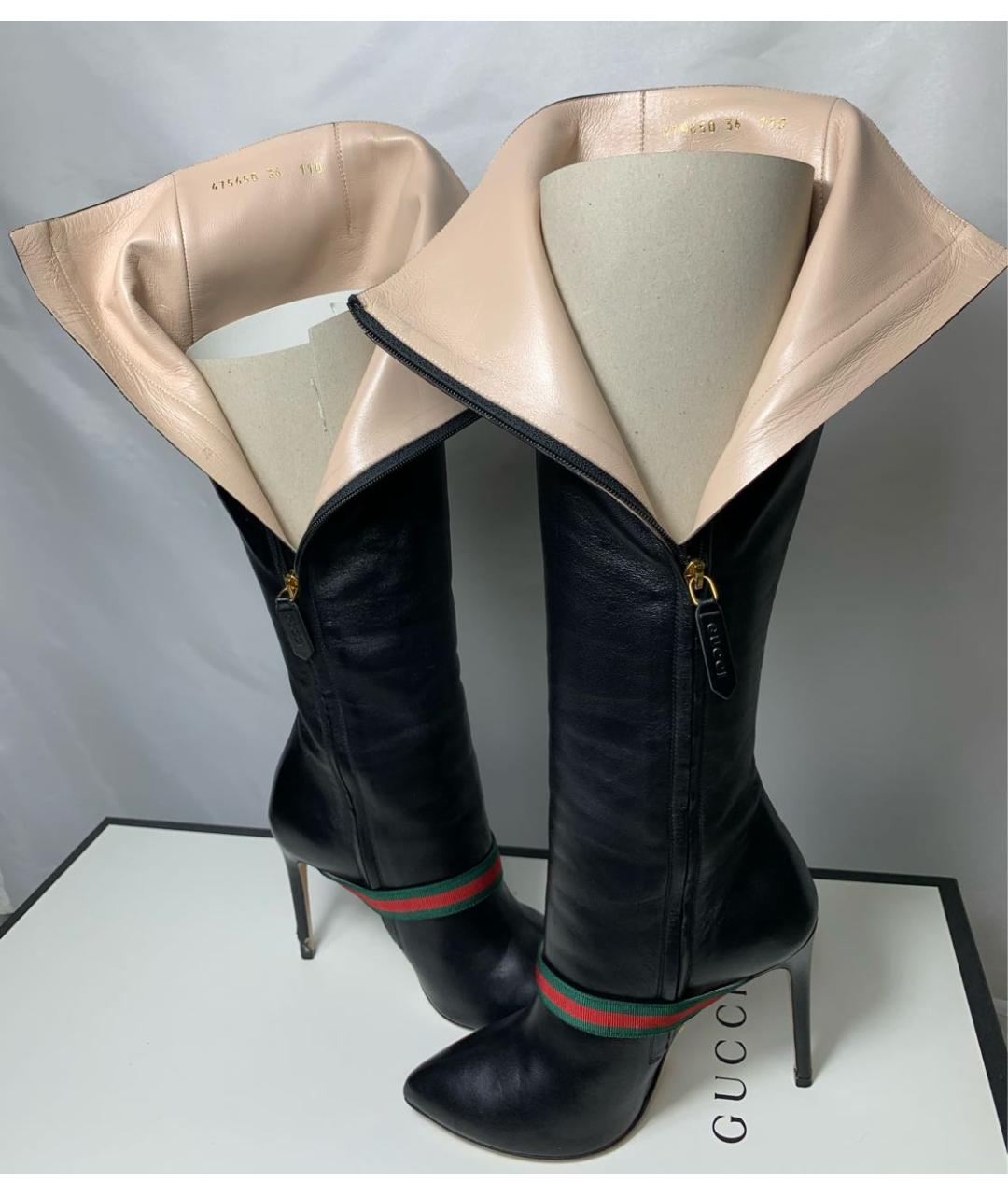 GUCCI Черные кожаные сапоги, фото 7