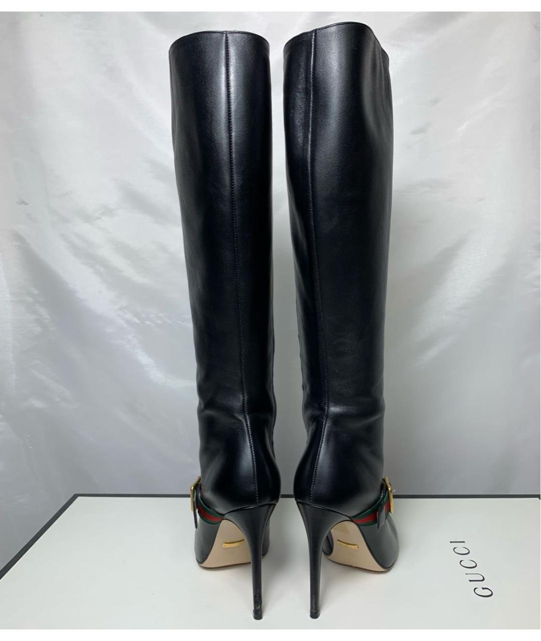 GUCCI Черные кожаные сапоги, фото 4