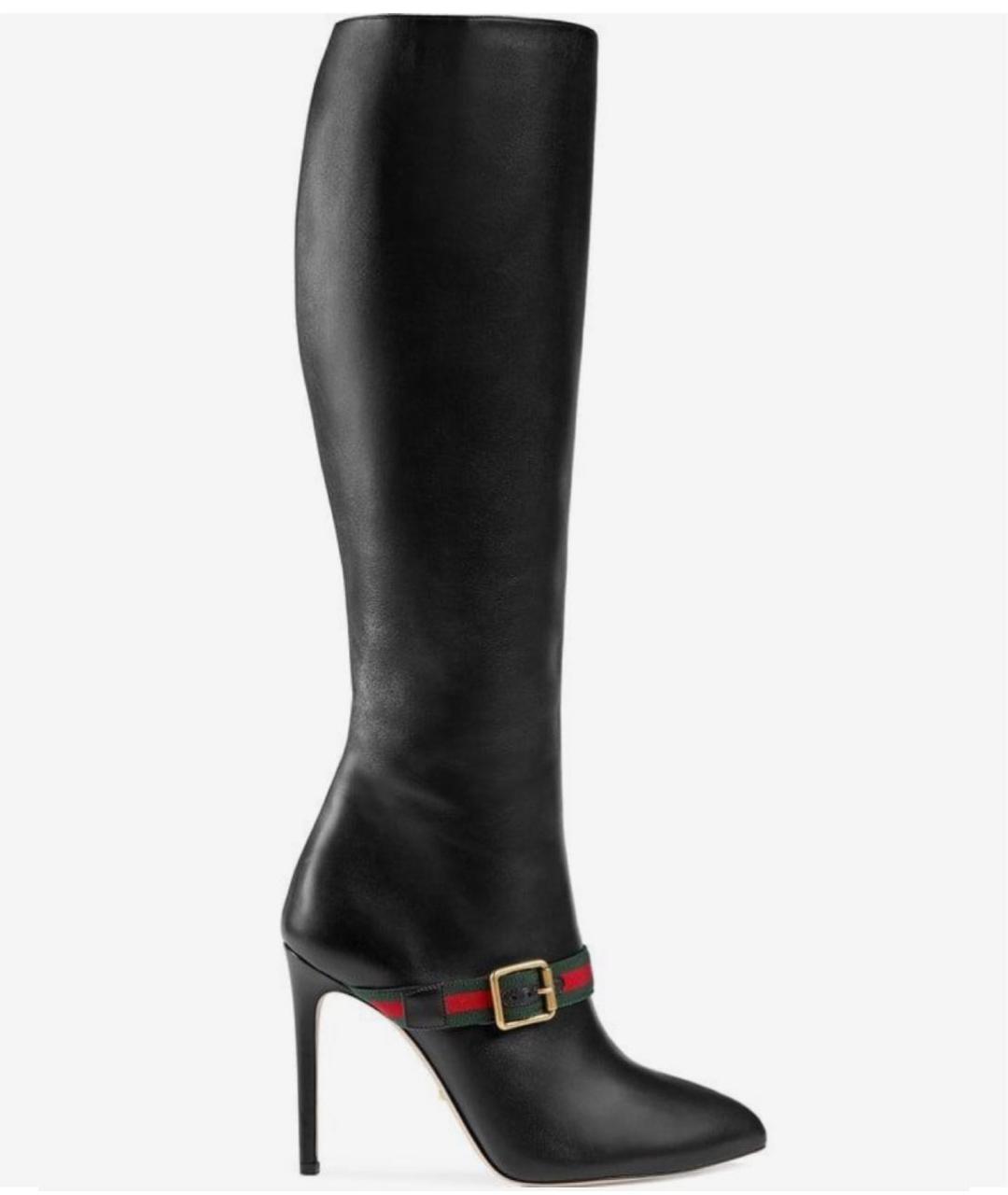 GUCCI Черные кожаные сапоги, фото 9