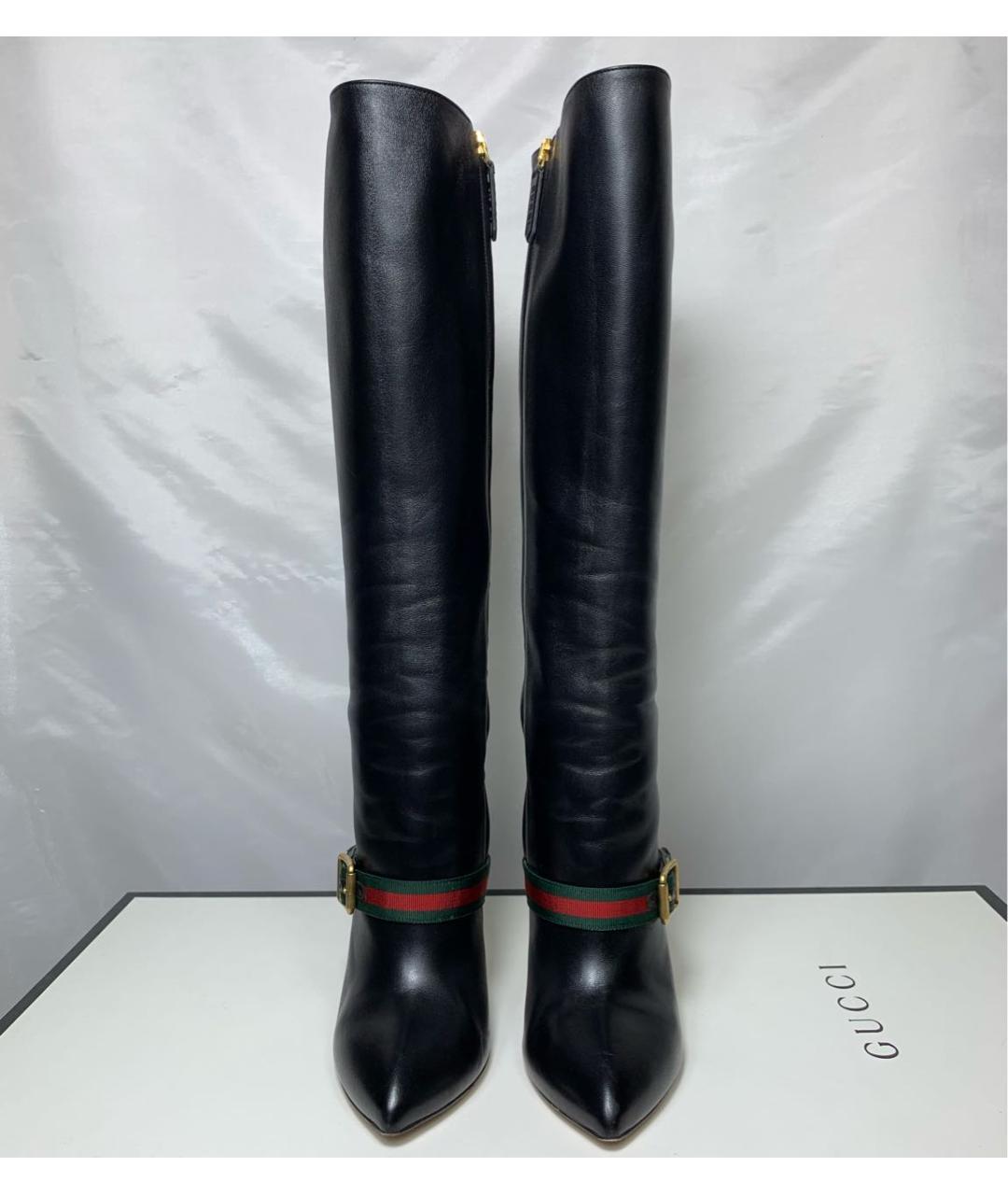 GUCCI Черные кожаные сапоги, фото 2