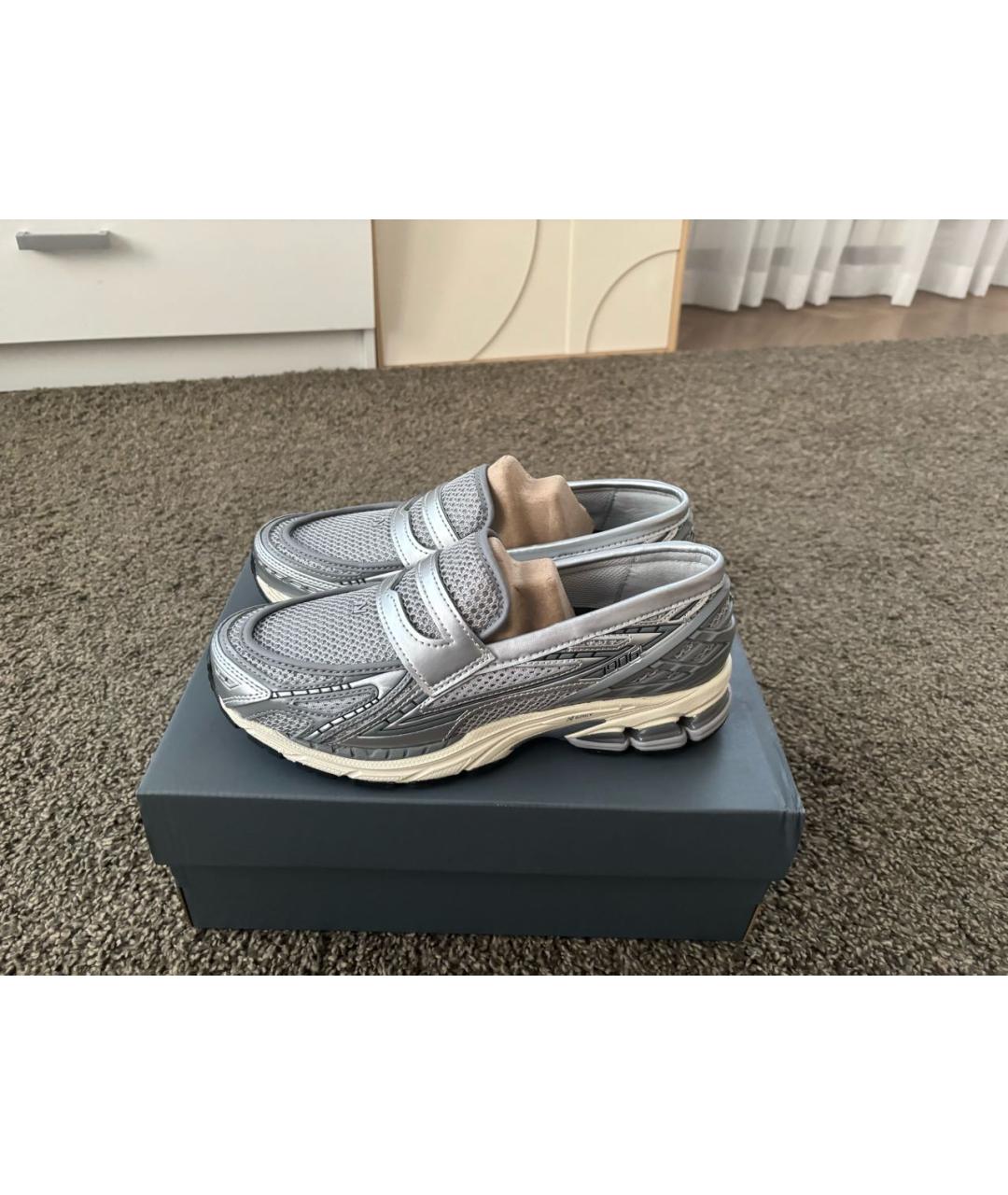 NEW BALANCE Серебряные текстильные низкие кроссовки / кеды, фото 2