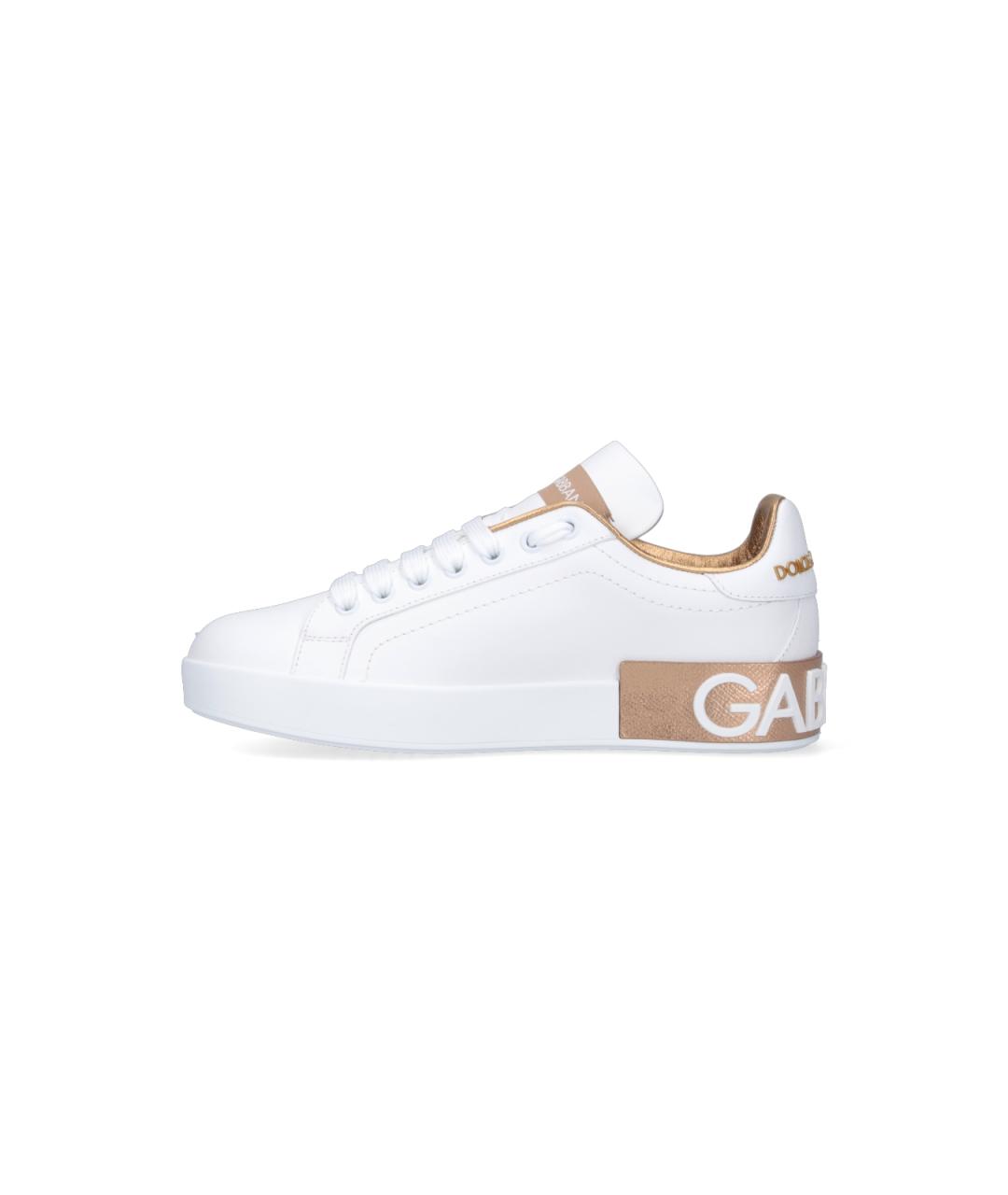 DOLCE&GABBANA Белые кожаные кеды, фото 2