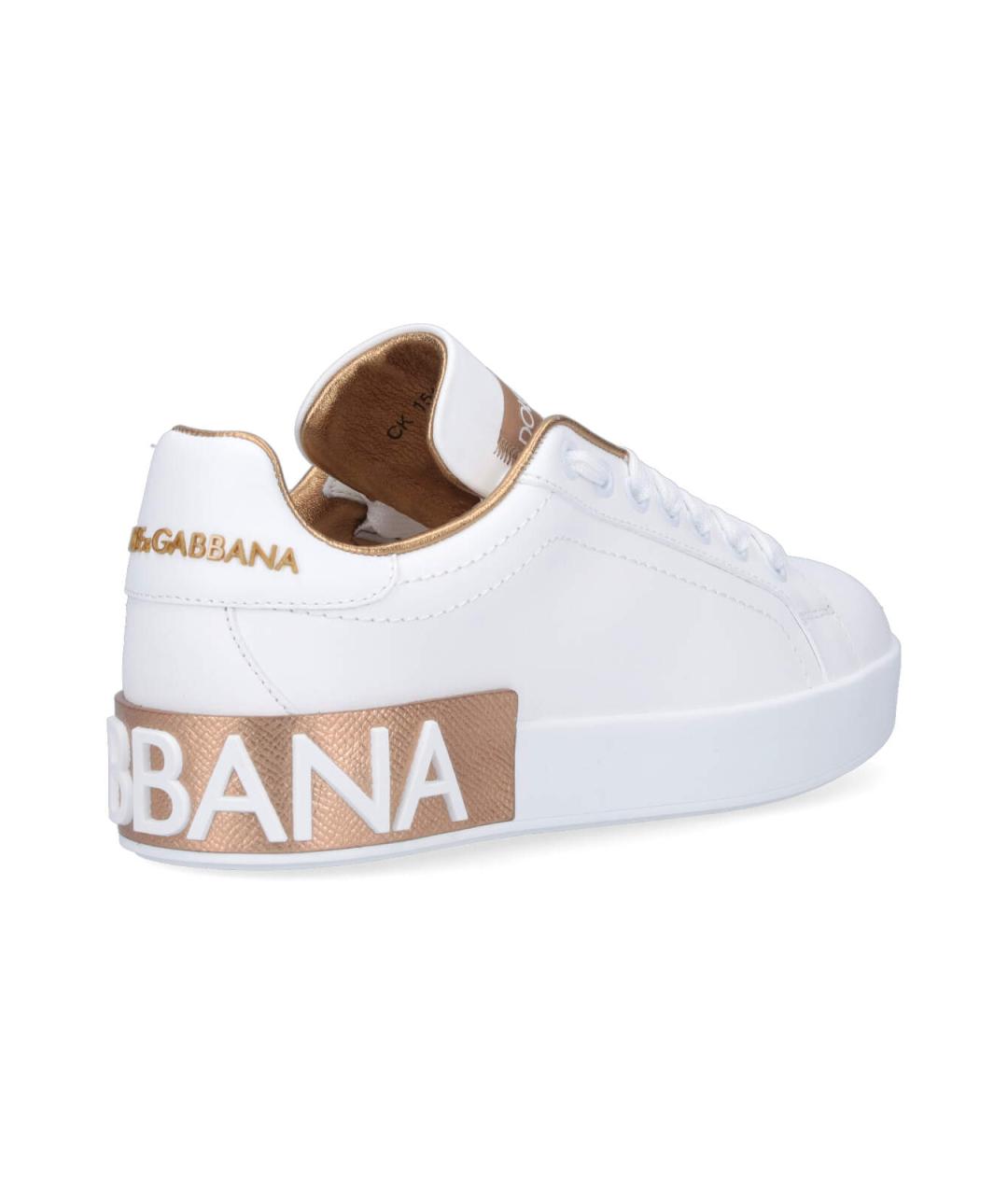 DOLCE&GABBANA Белые кожаные кеды, фото 3