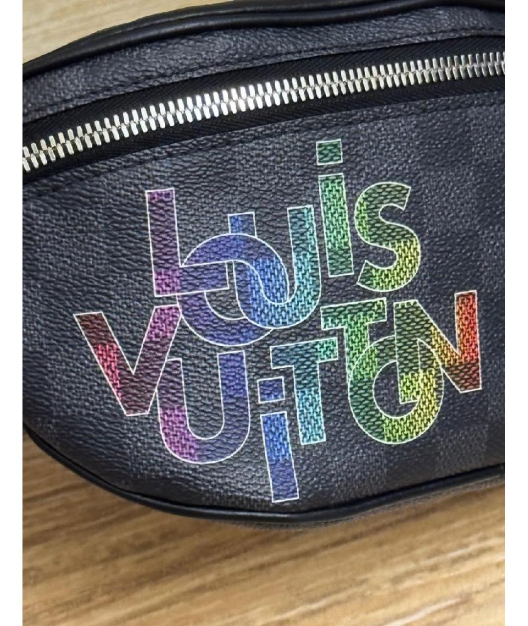 LOUIS VUITTON Черная кожаная сумка тоут, фото 8