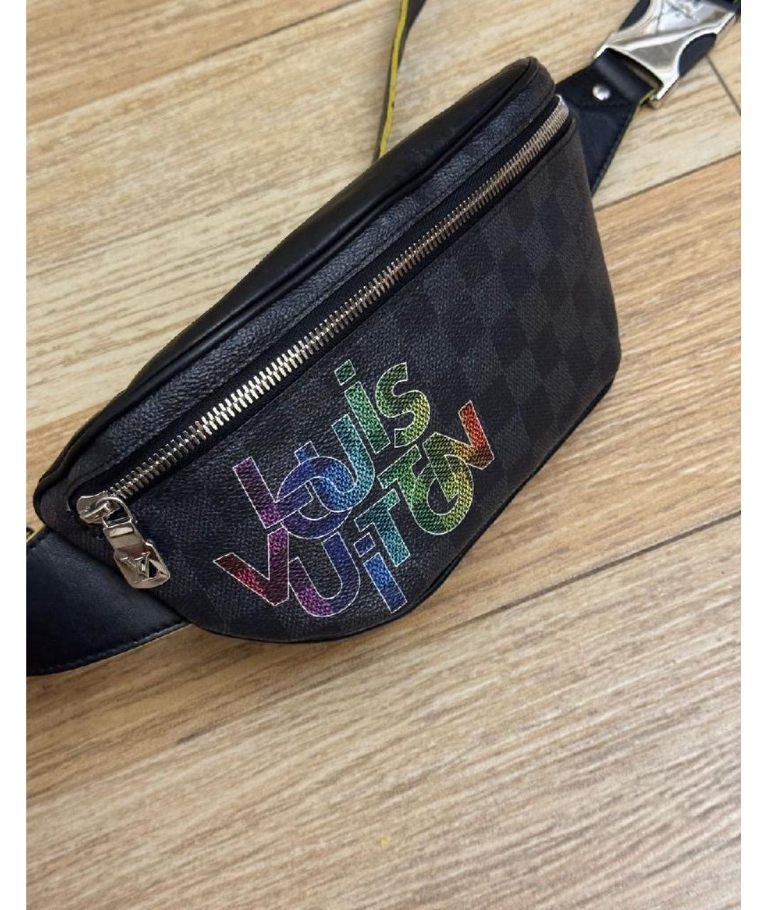 LOUIS VUITTON Черная кожаная сумка тоут, фото 5