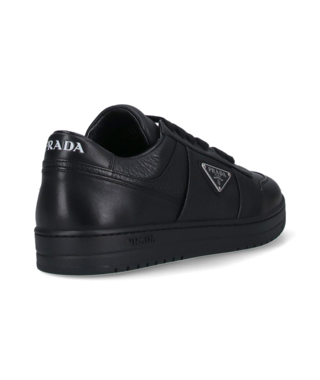 PRADA Черные кожаные низкие кроссовки / кеды, фото 4
