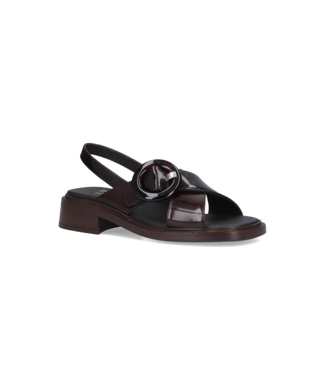 PRADA Коричневые кожаные босоножки, фото 2