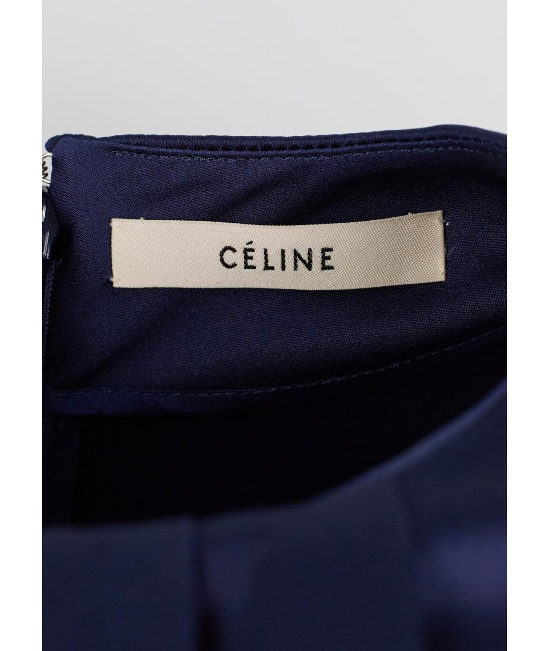 CELINE Синее шелковое повседневное платье, фото 4