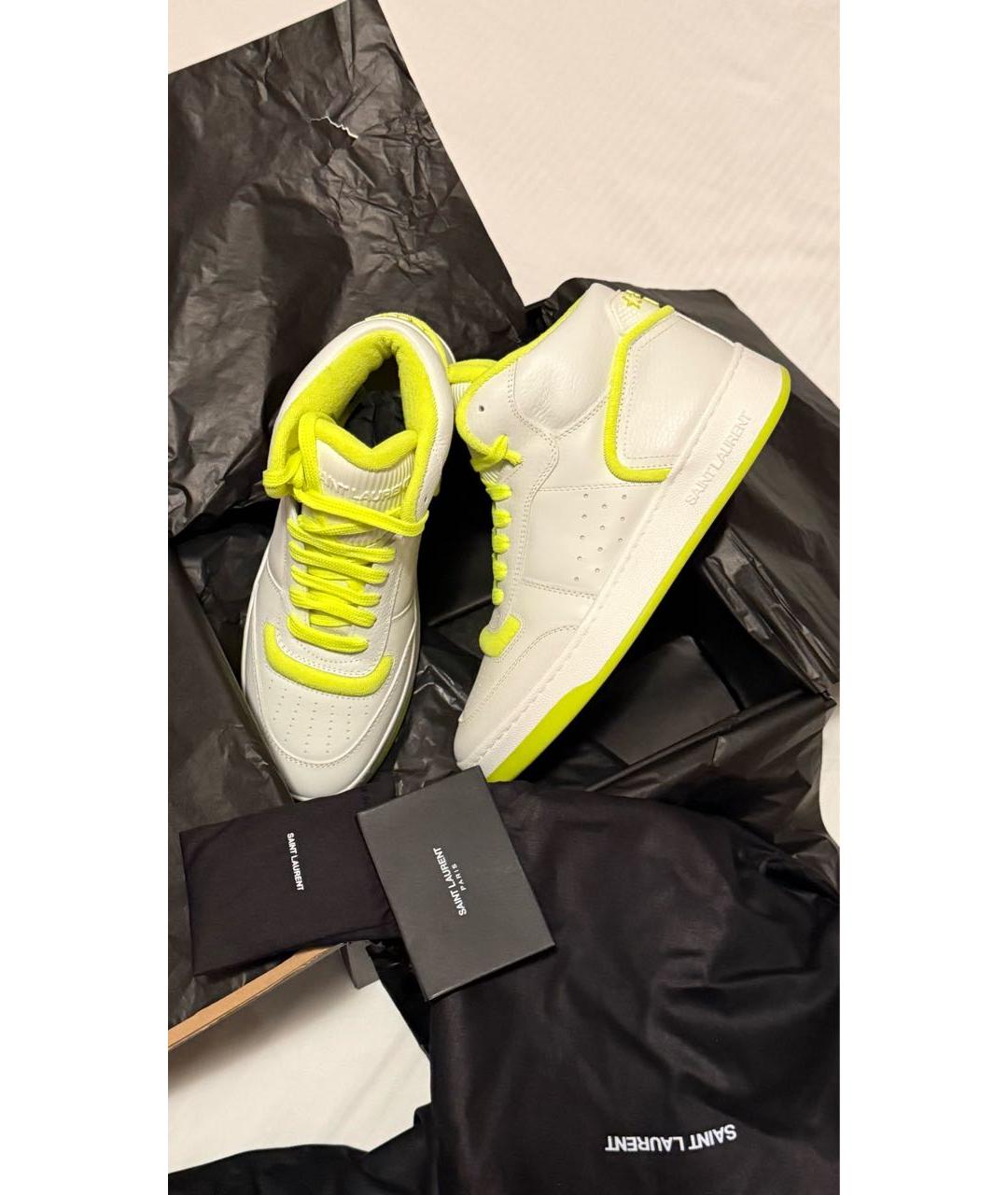 SAINT LAURENT Белые кожаные кроссовки, фото 8
