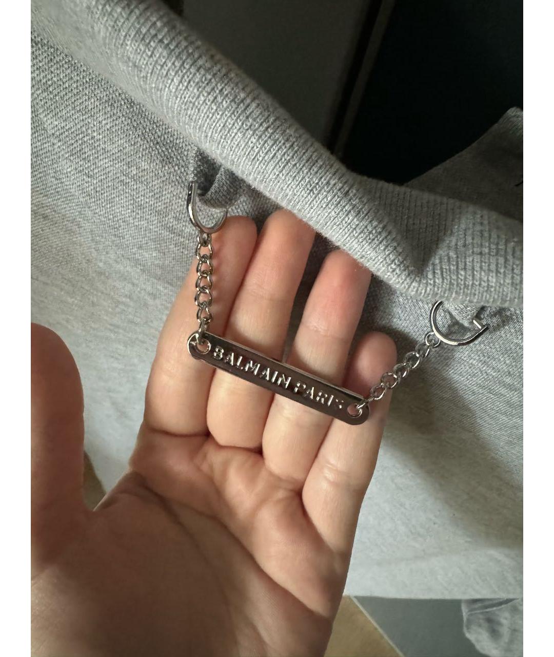 BALMAIN Серая хлопковая футболка, фото 4