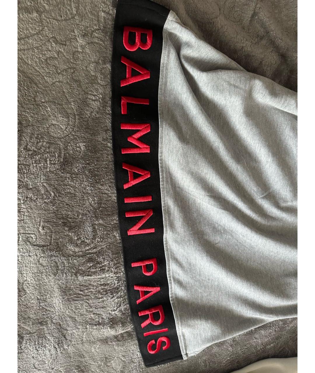 BALMAIN Серая хлопковая футболка, фото 3
