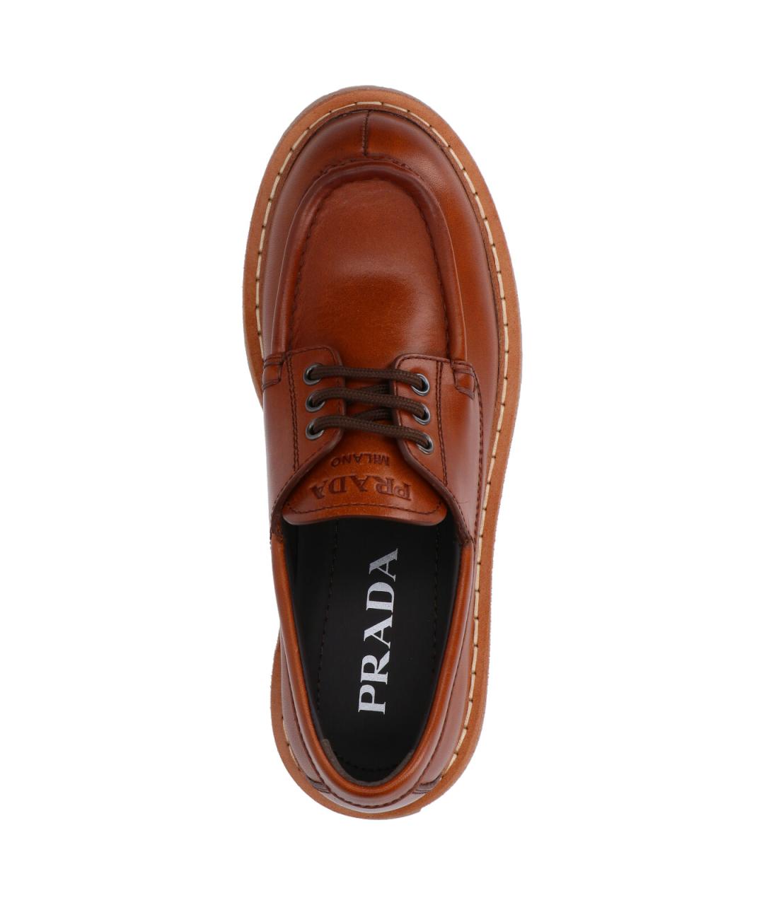 PRADA Коричневые кожаные лоферы, фото 5