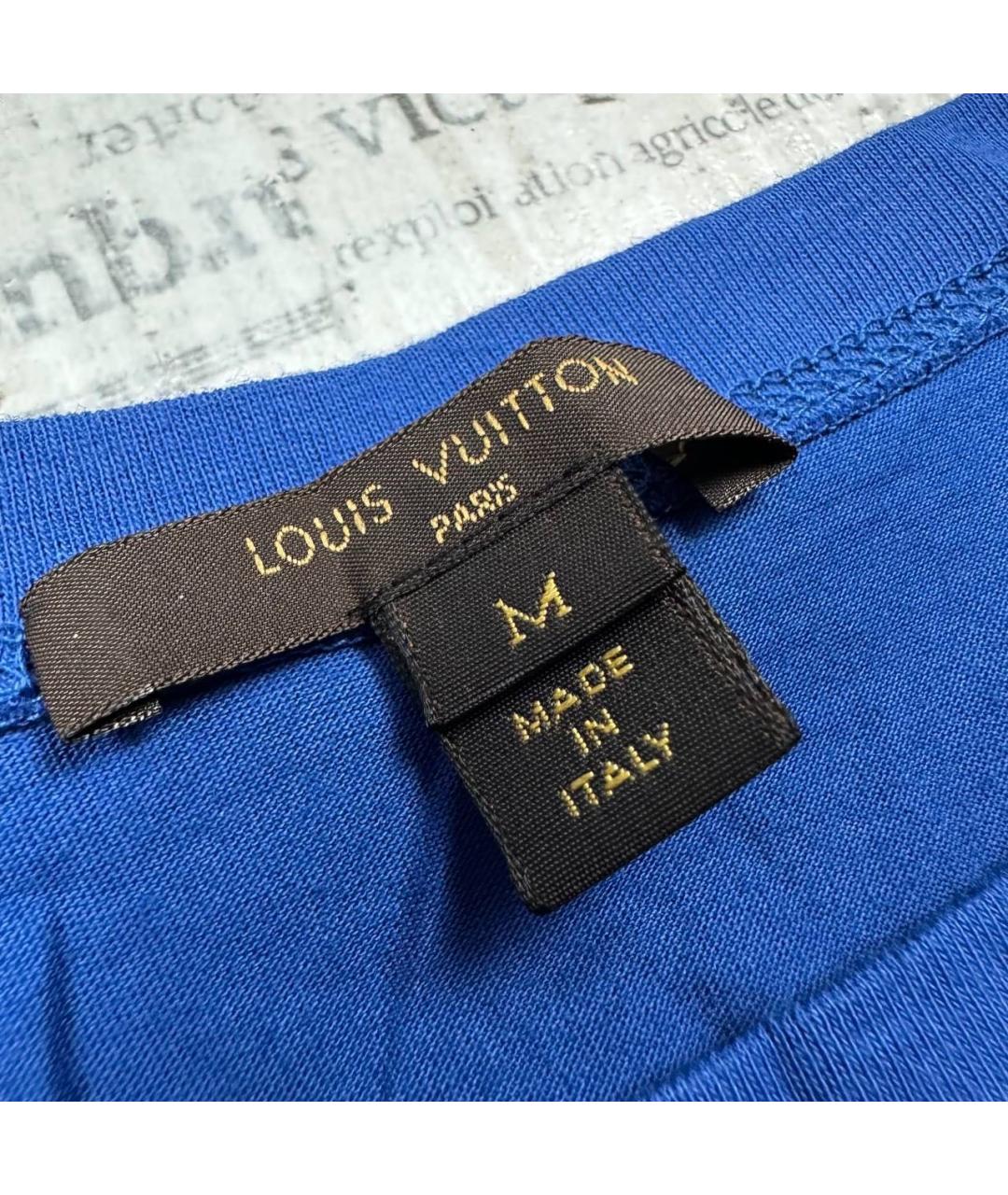 LOUIS VUITTON Синяя хлопковая футболка, фото 5