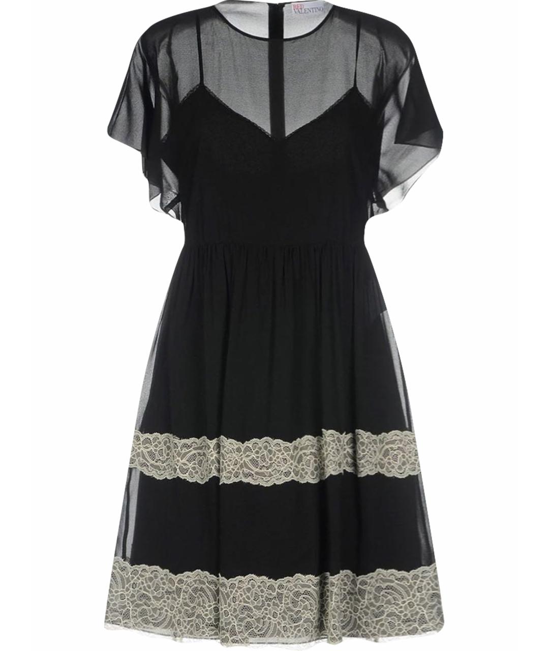 RED VALENTINO Черное шелковое коктейльное платье, фото 1