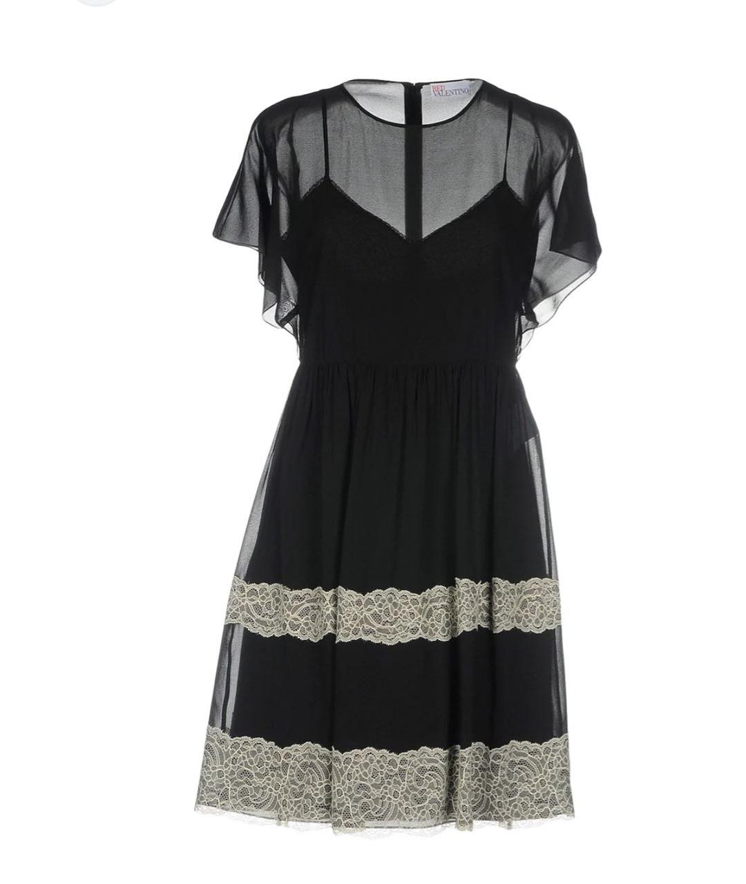 RED VALENTINO Черное шелковое коктейльное платье, фото 7