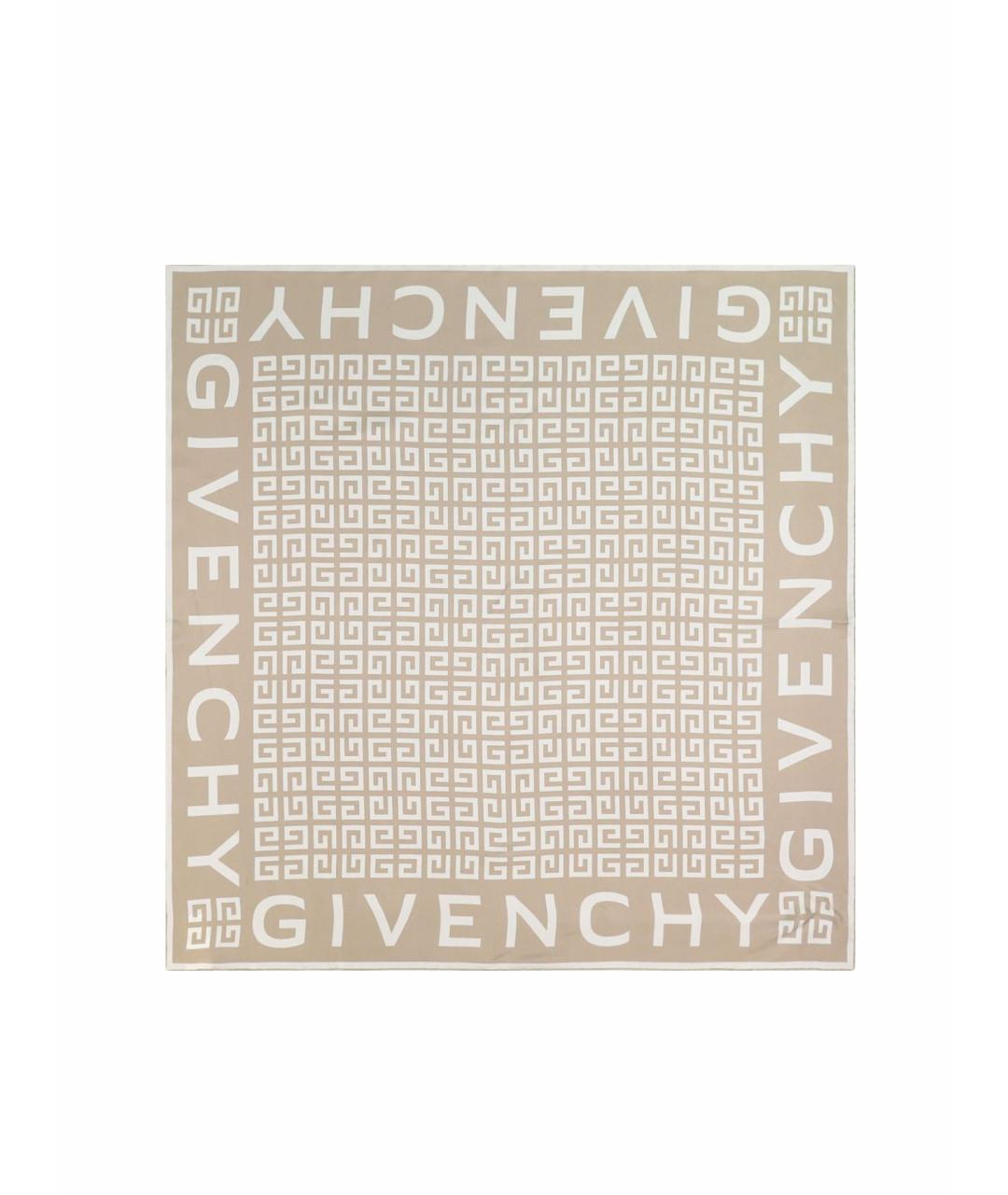 GIVENCHY Бежевый шелковый шарф, фото 7