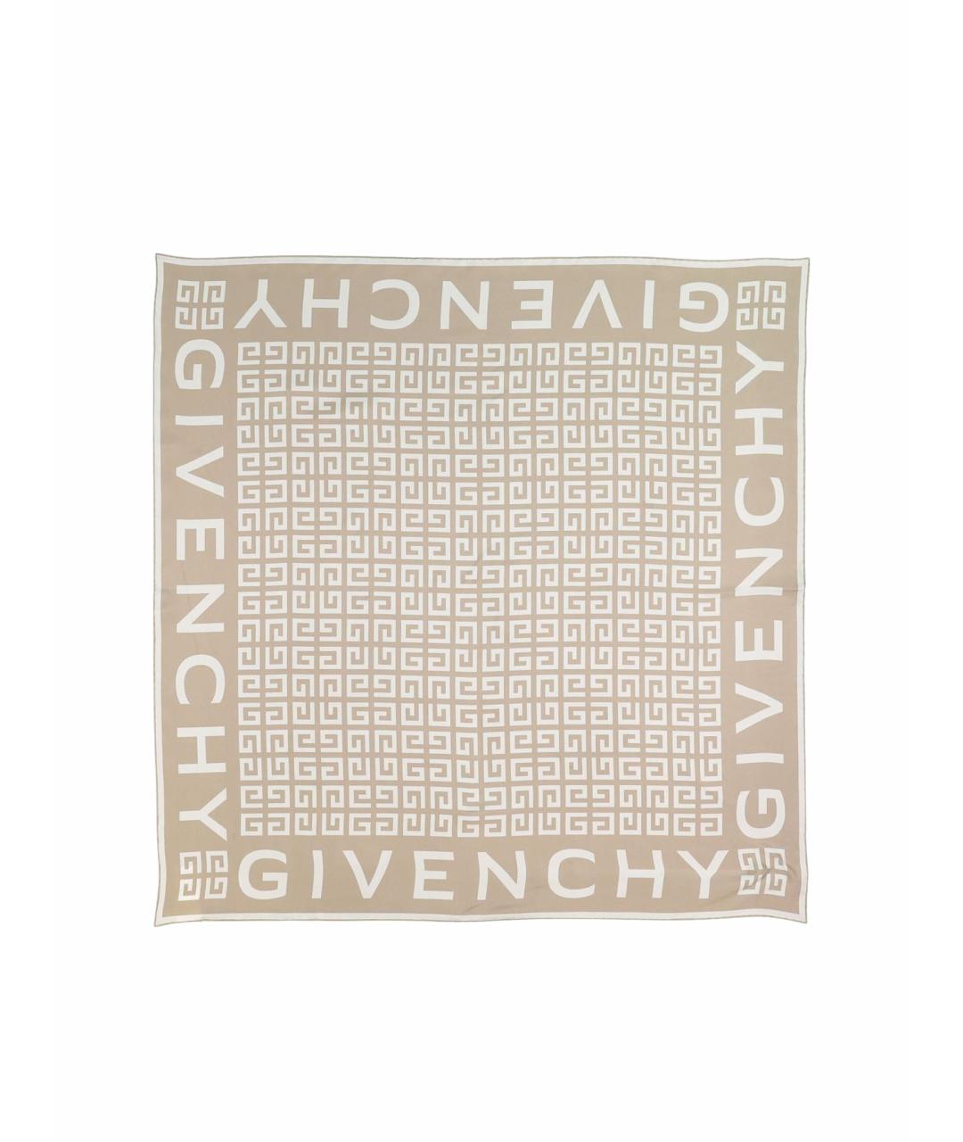 GIVENCHY Бежевый шелковый шарф, фото 1