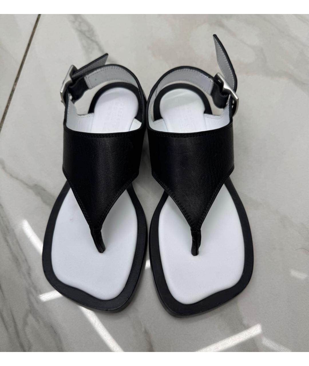 MM6 MAISON MARGIELA Черные кожаные сандалии, фото 2