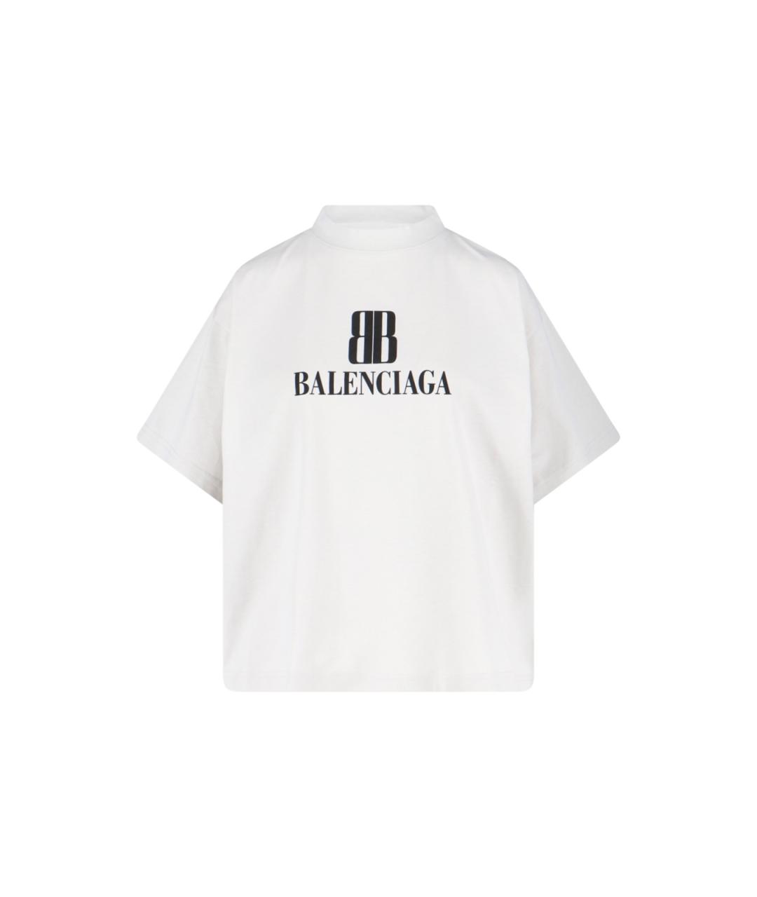 BALENCIAGA Белая хлопковая футболка, фото 1