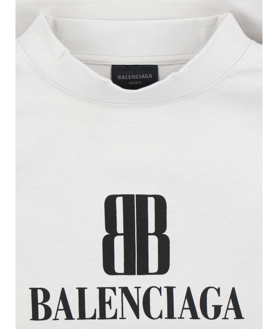 BALENCIAGA Белая хлопковая футболка, фото 3