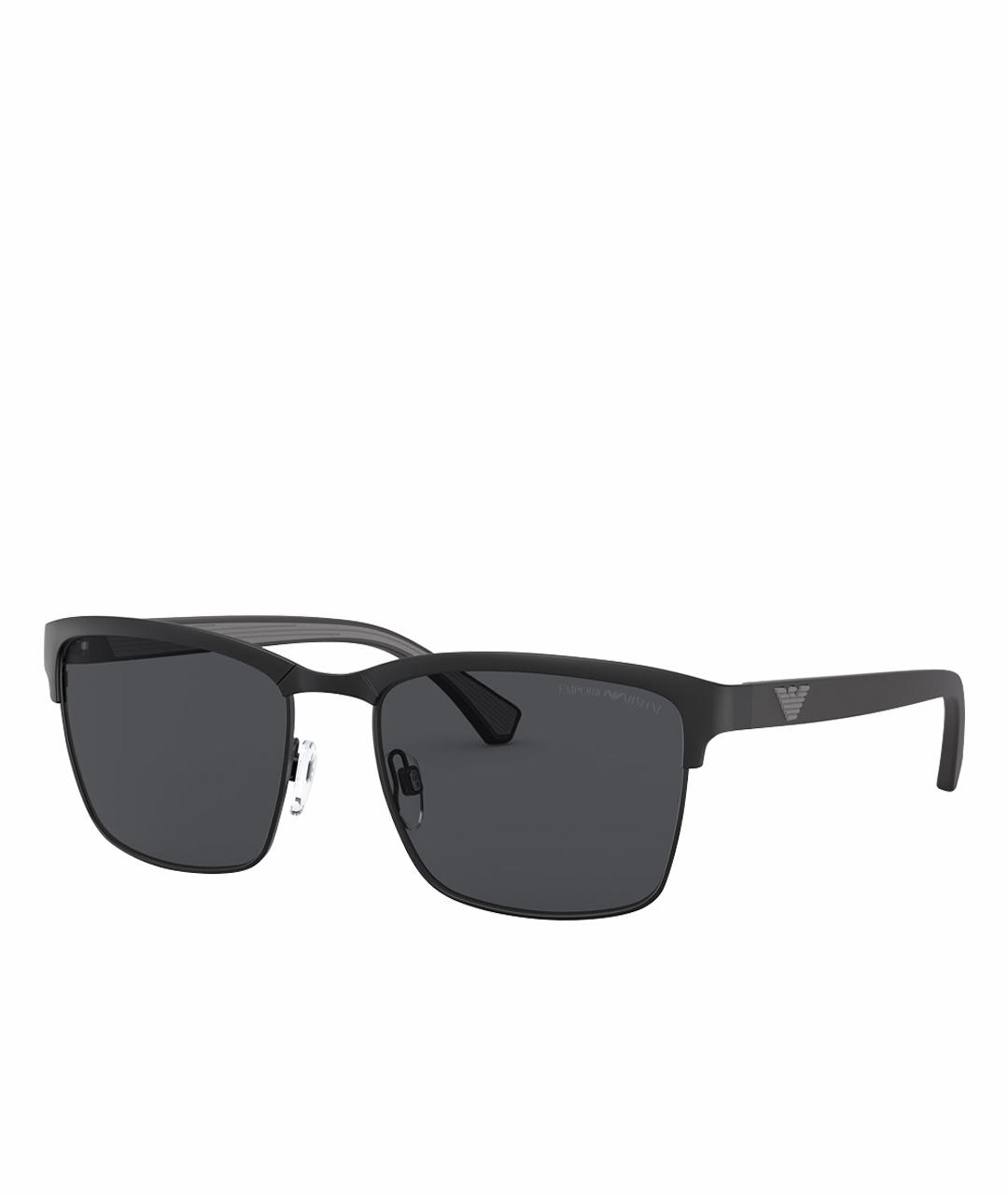 EMPORIO ARMANI Черные металлические солнцезащитные очки, фото 1