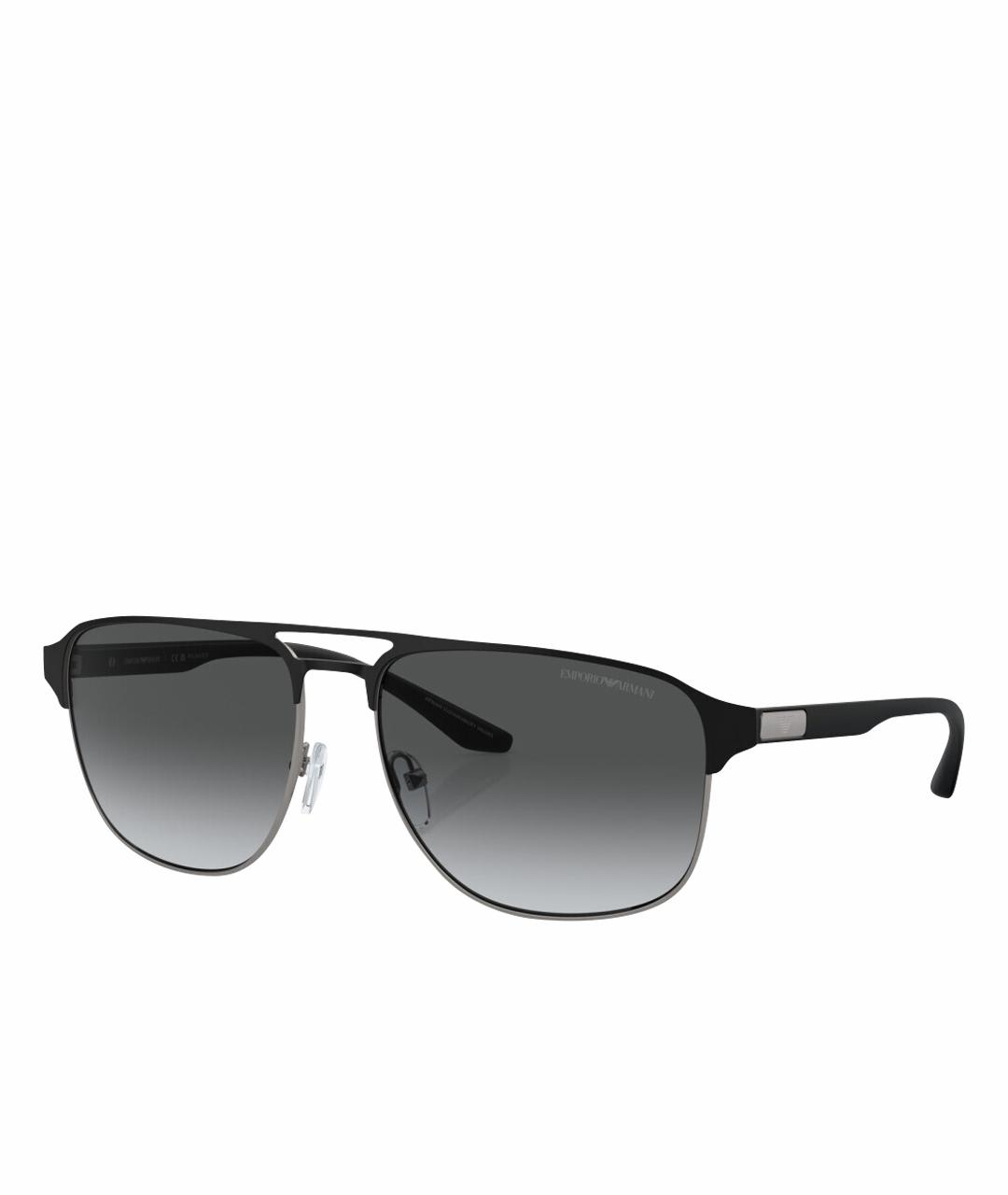EMPORIO ARMANI Черные металлические солнцезащитные очки, фото 1