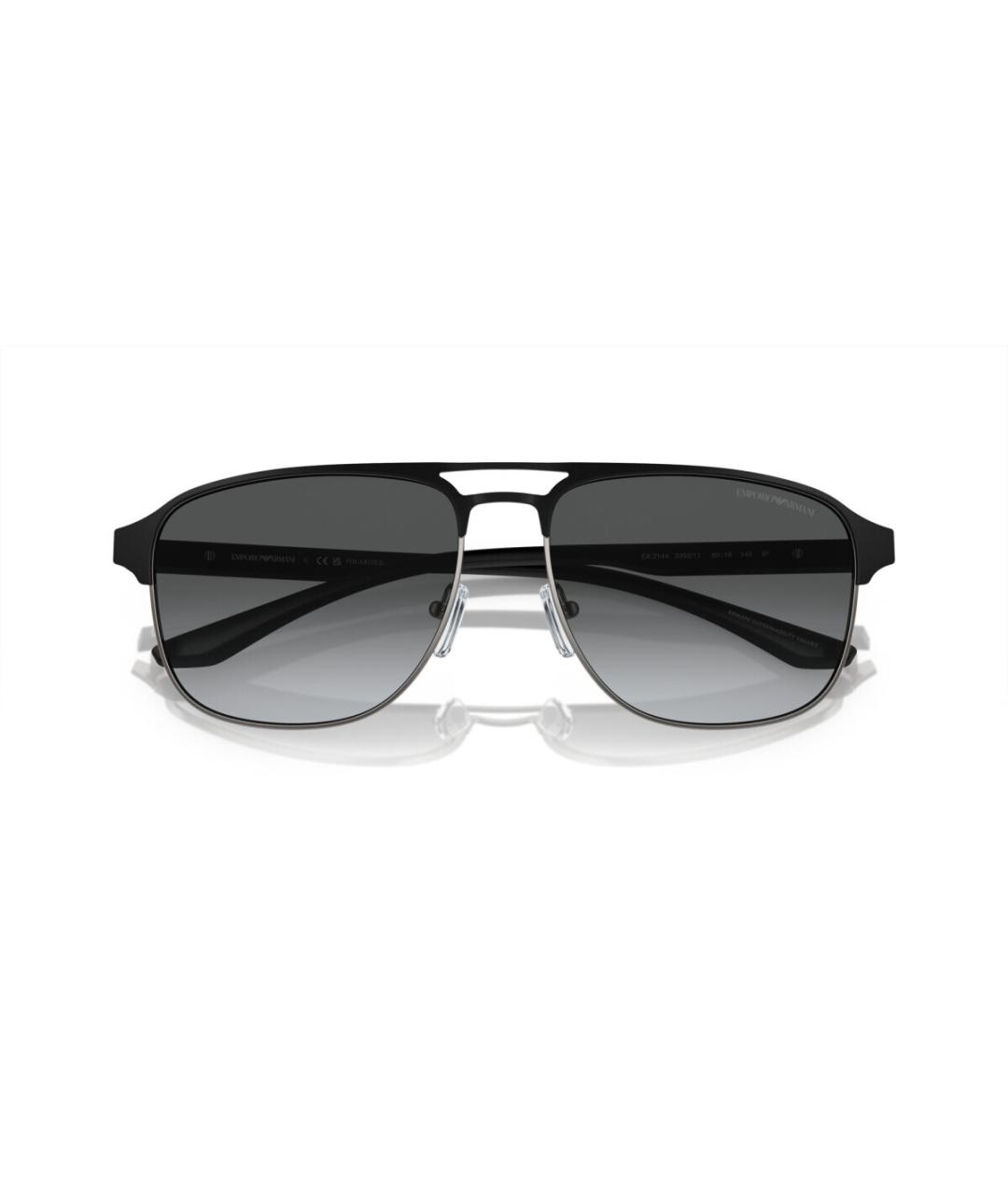 EMPORIO ARMANI Черные металлические солнцезащитные очки, фото 6
