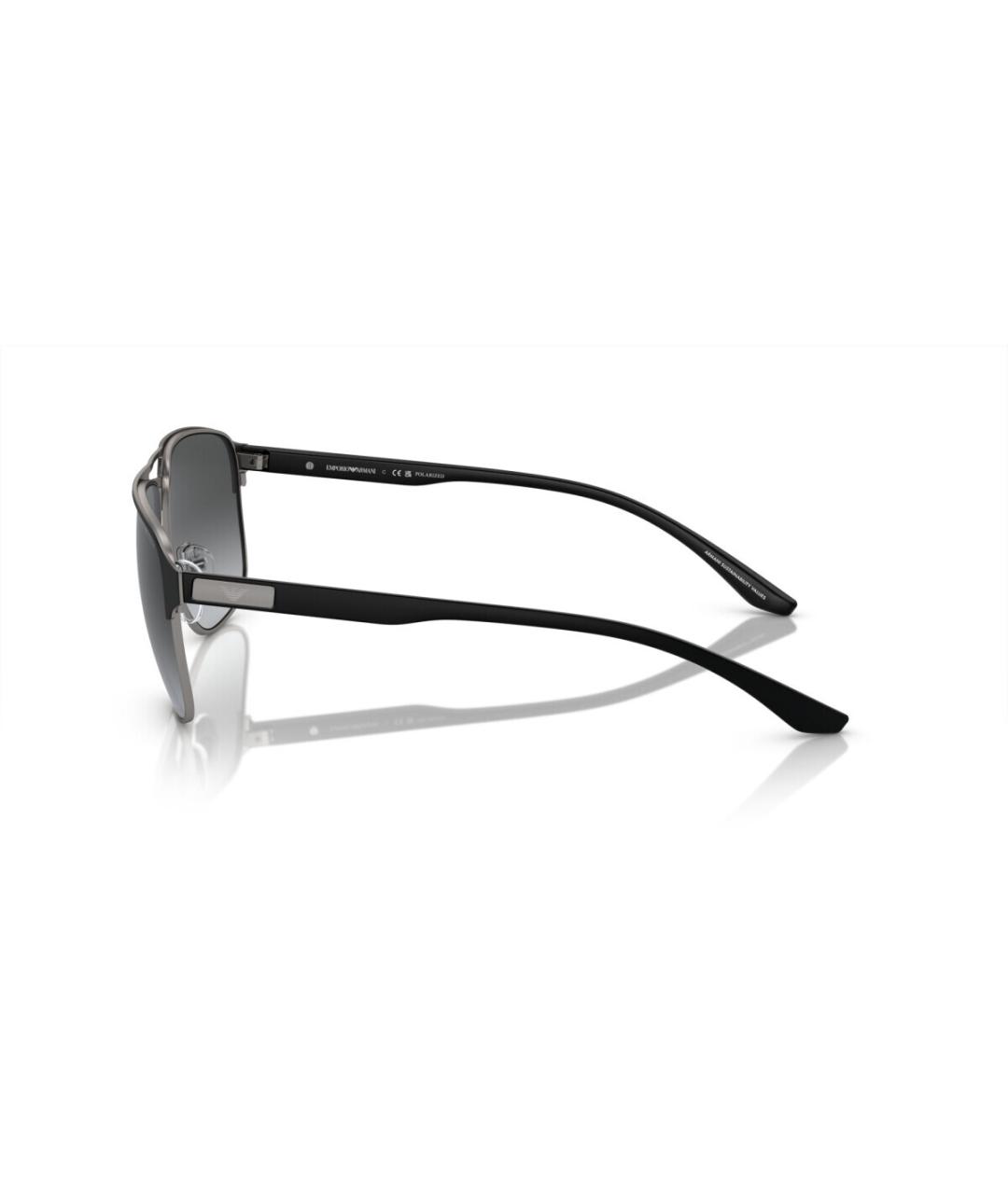 EMPORIO ARMANI Черные металлические солнцезащитные очки, фото 3