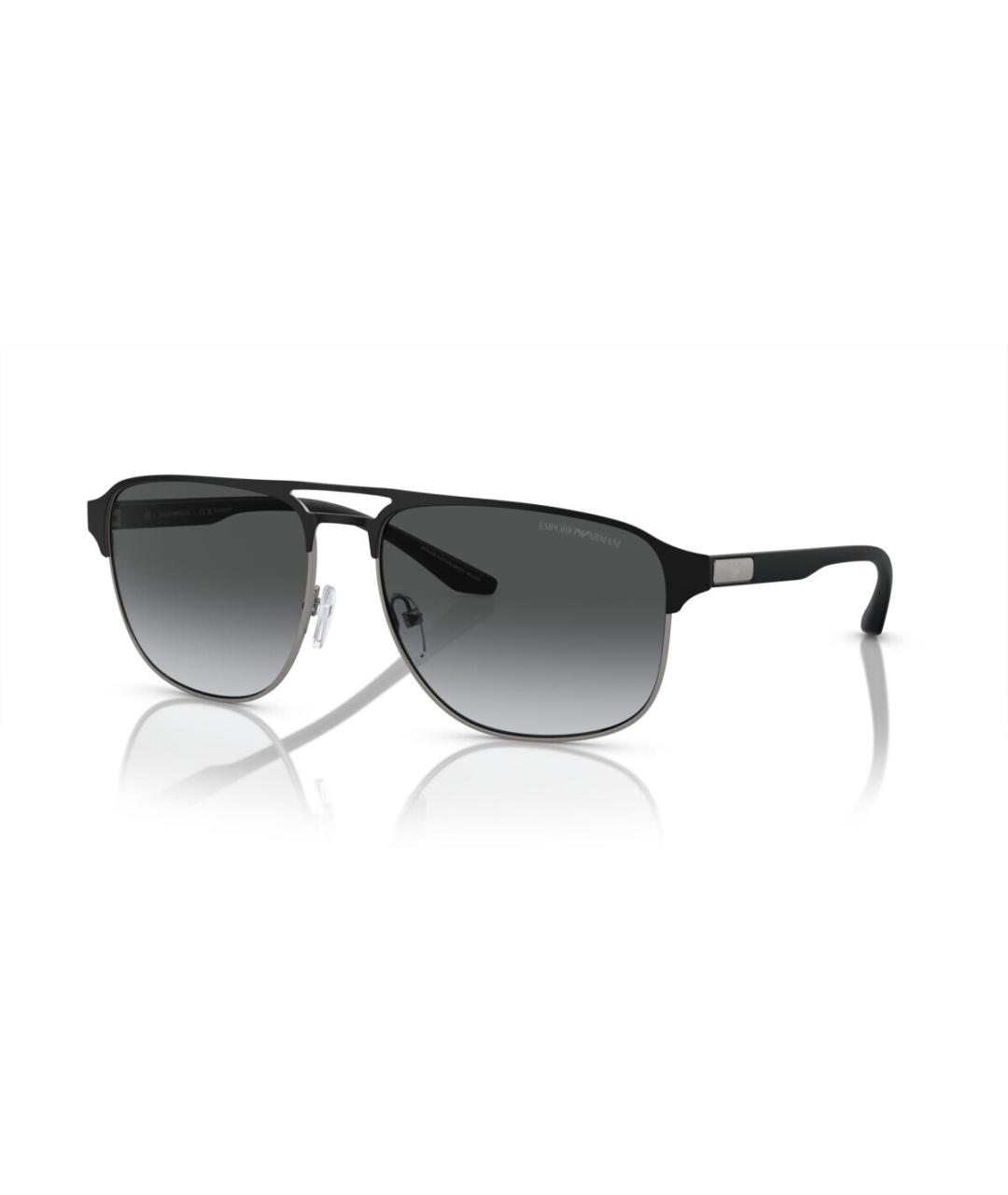 EMPORIO ARMANI Черные металлические солнцезащитные очки, фото 7