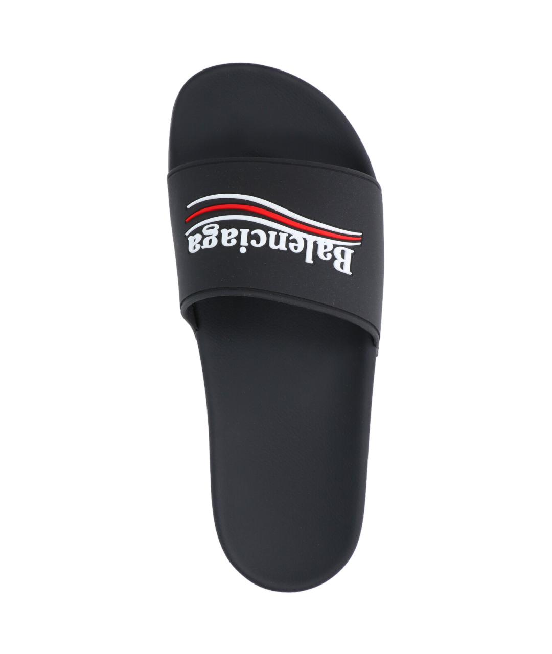 BALENCIAGA Черные резиновые шлепанцы, фото 5